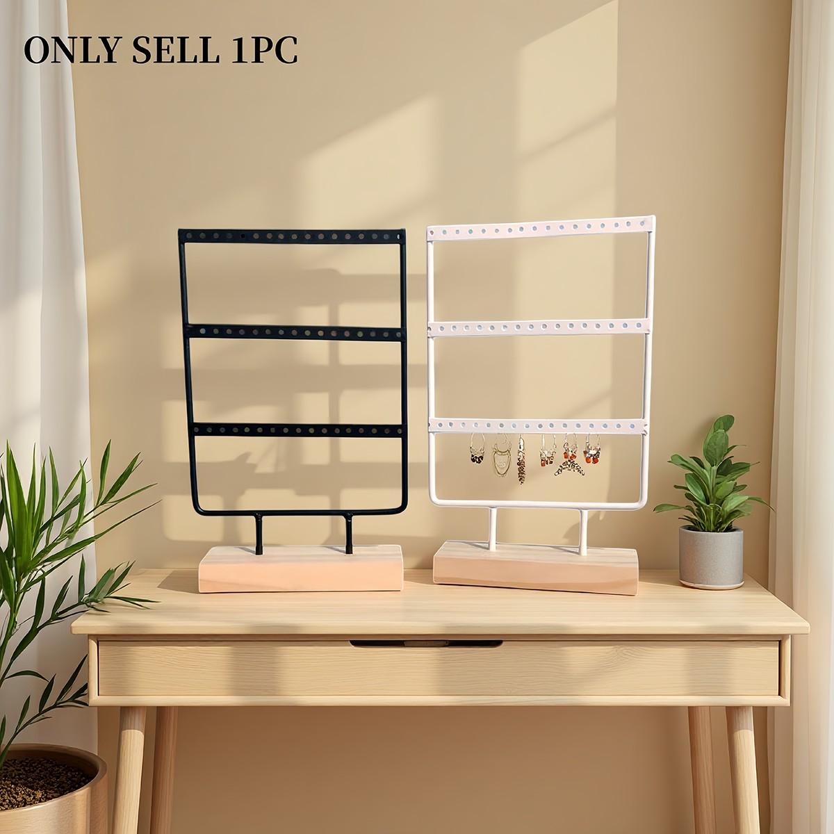 1PC Detachable Jewelry Organizer, Wooden Base, Jewelry/Earrings/Necklace Display Stand, Japanese Minimalist Style, Vanity Jewelry Storage Rack