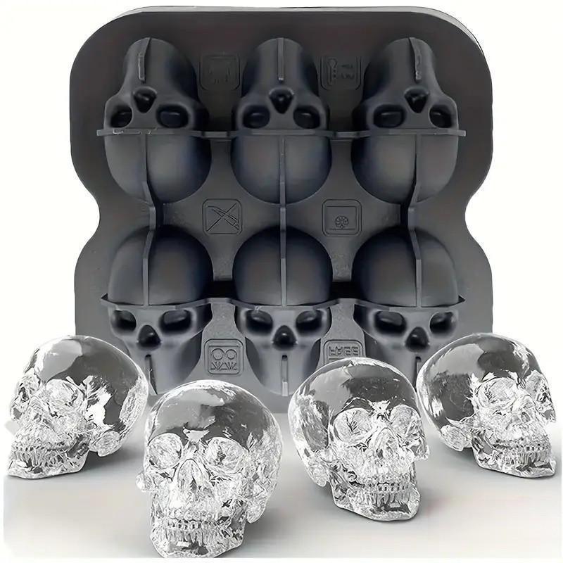 Skull Ice Cube Mold, Silicone BPA-Free Freezer Tray, Ice Cube Trays for Freezer, Kitchen Party DIY Soft Drink Coffee Soda Halloween Decor, Home Accessories