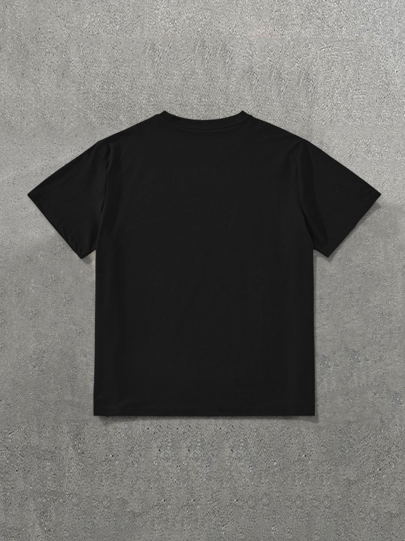 Men's Casual Cartoon Print Short Sleeve T-Shirt, Comfortable Daily Wear, Loose-Fitting Fashion Top, All-Season Essential