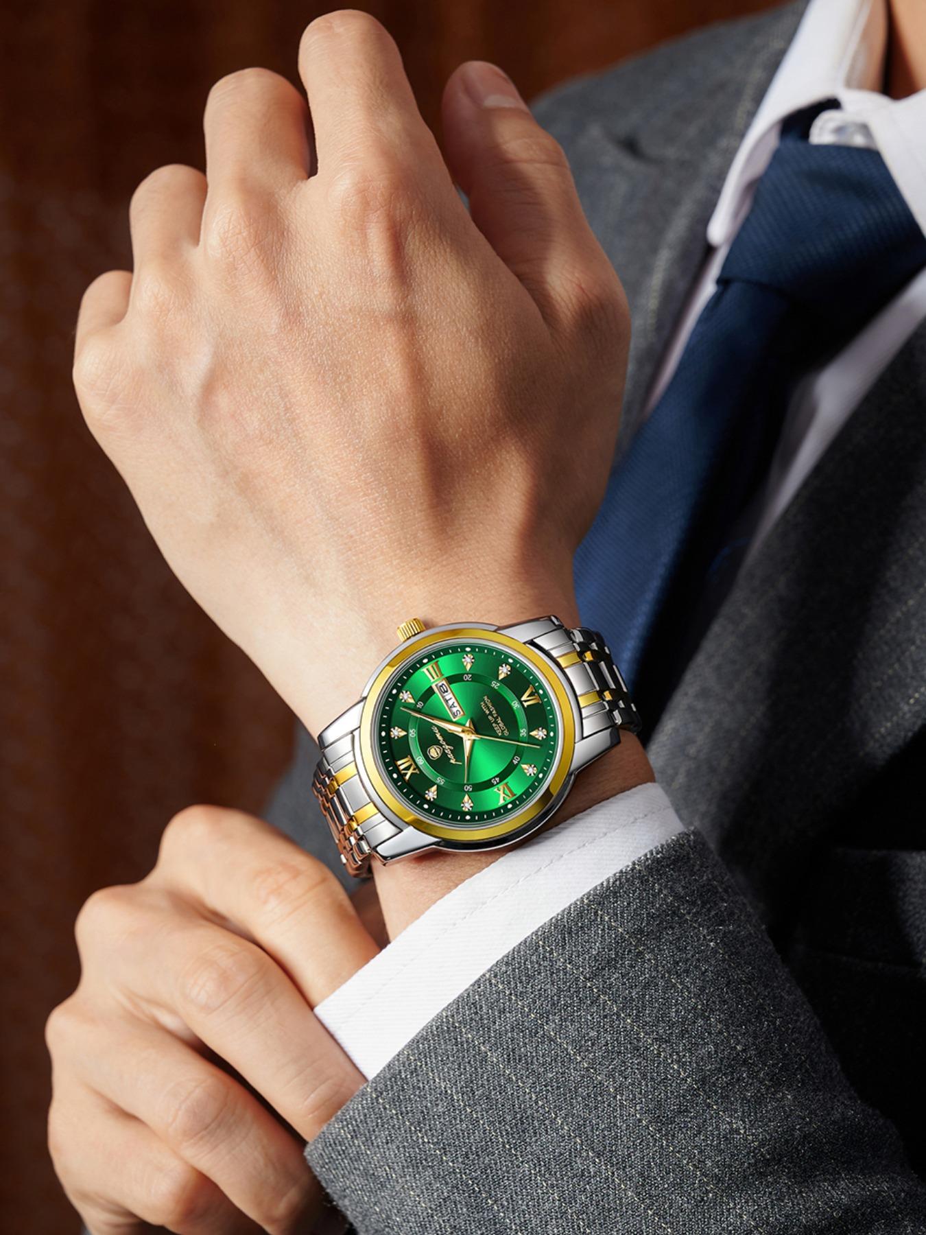 Paazomu Luxury Men's Watch, Waterproof Luminous Date, Stainless Steel Sport Fashion, Quartz Watch for Men, Stylish Male Clock