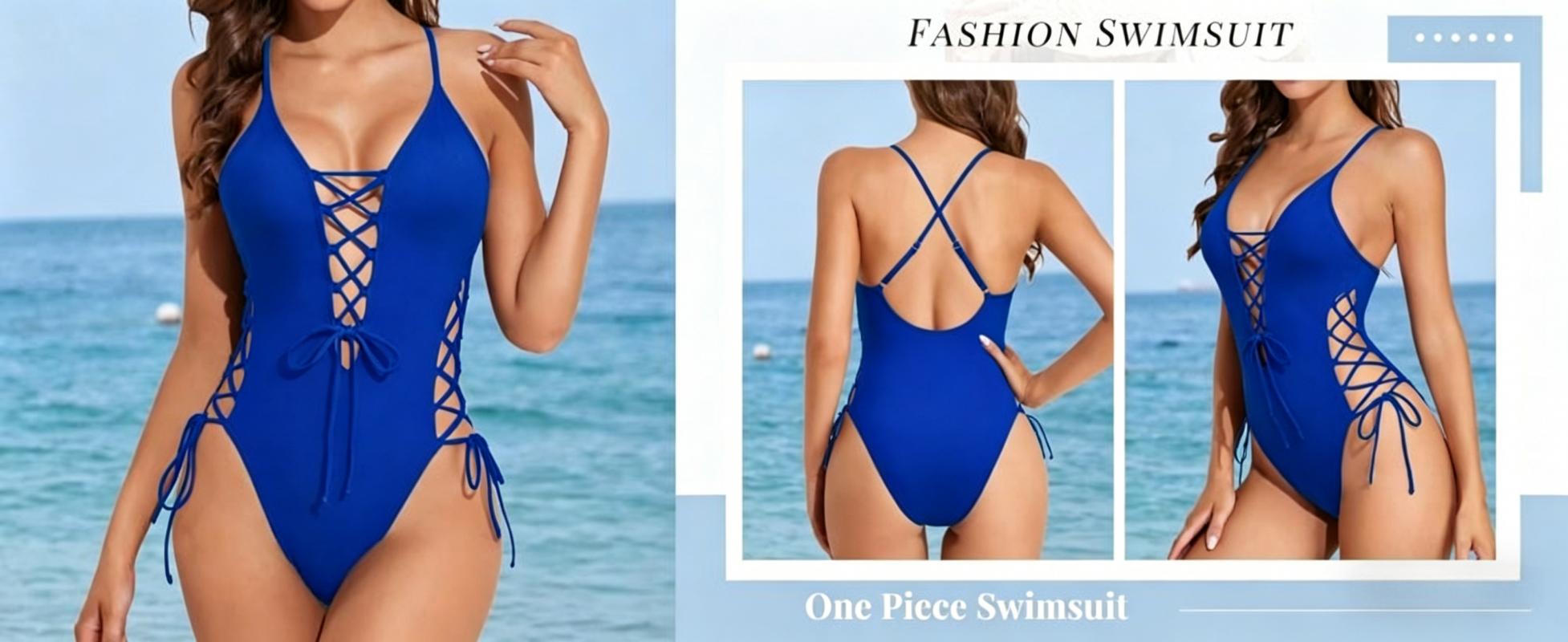 2026 Sexy Backless One-Piece Swimsuit for Women, Crisscross Tie Back Monokini, High Cut Bathing Suit, Multi-Color Swimwear