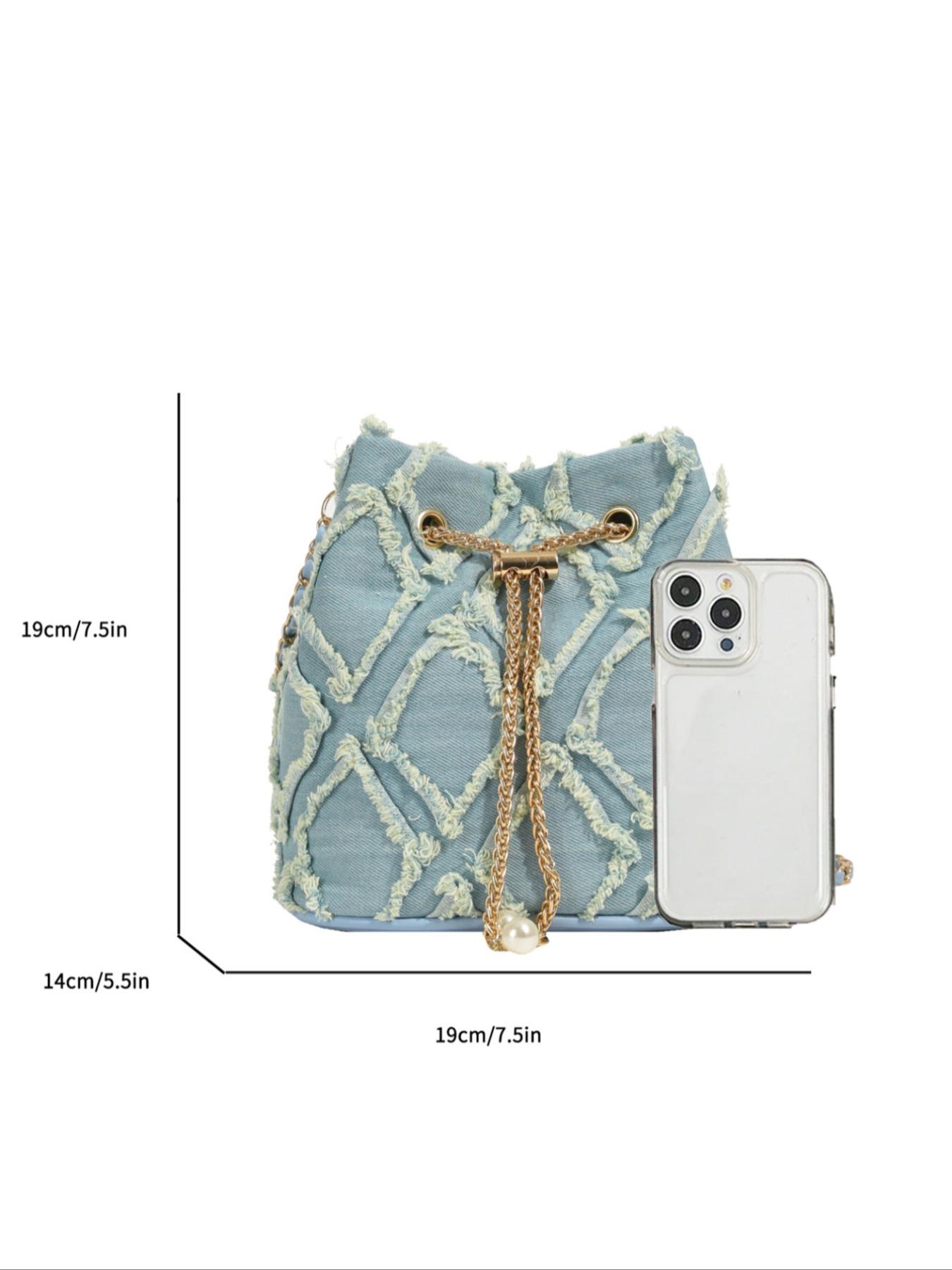 Women's Elegant Faux Pearl Decorated Crossbody Bag, Exquisite Trendy Metal Drawstring Crossbody Bag, Fashionable Bag for Daily Use, Crossbody Shoulder Purses