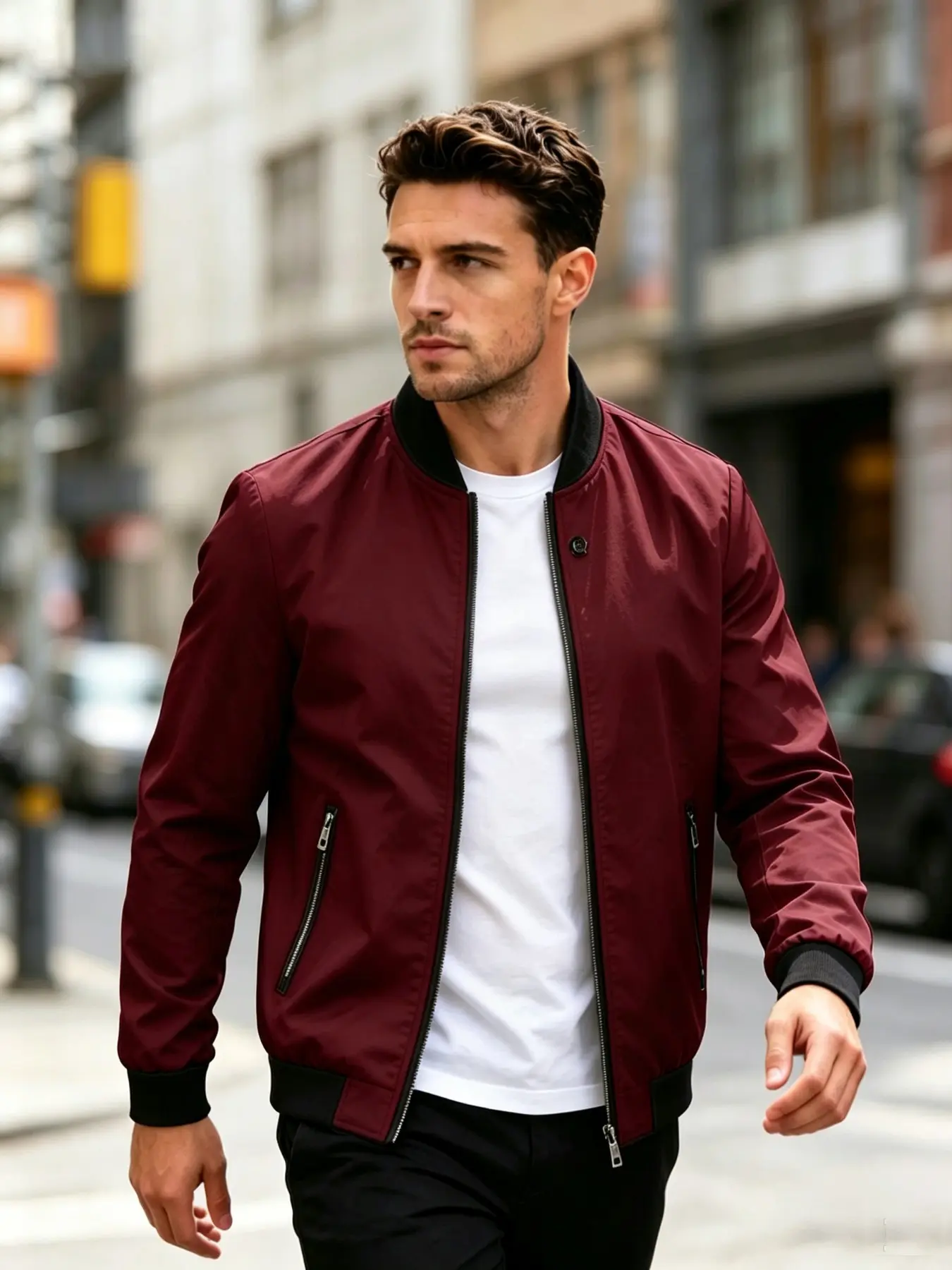 Spring Summer Men's Long Sleeve Flight Jacket Coats, Menswear Business Casual Versatile Slim Fit Baseball Shirt Top, Stylish Fashion Outerwear for Office & Daily Wear Trendy Outerwear