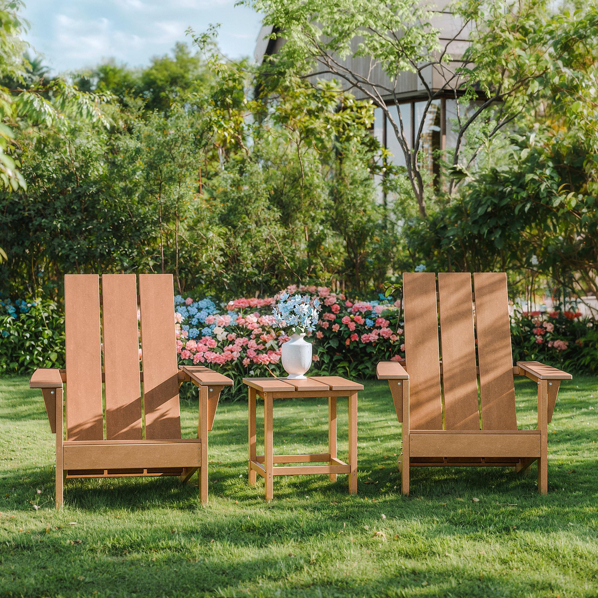 Kullavik Adirondack Chair Set of 2 with Table, Adjustable Folding Weather-Resistant HDPE Outdoor Chairs, All-Weather Patio Furniture for Deck, Poolside, Garden, Balcony Kullavik Adirondack Chair Set of 2 with Table, Adjustable Folding Weather-Resistant HDPE Outdoor Chairs, All-Weather Patio Furniture for Deck, Poolside, Garden, Balcony