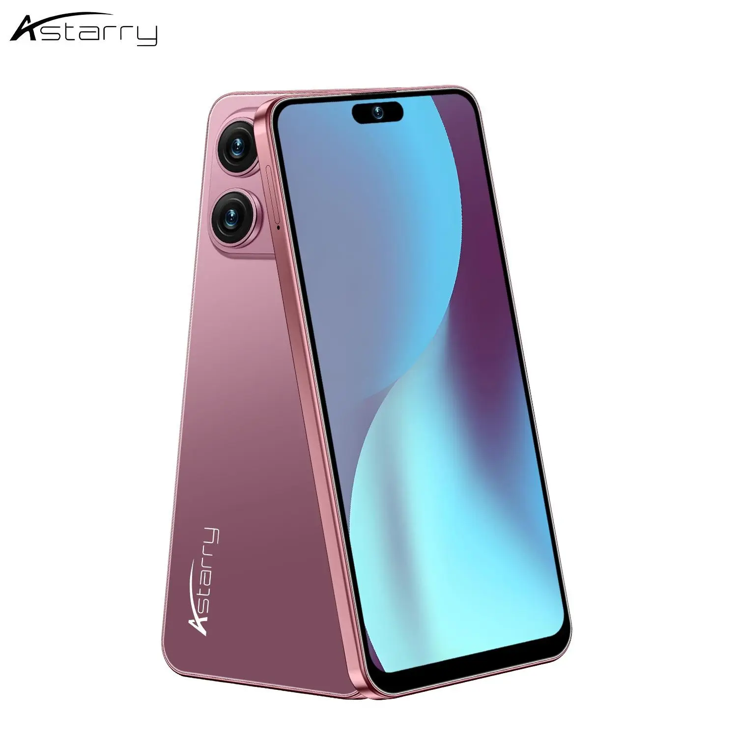 Astarry-17 Pro Max Stylish Touchscreen Smartphone: 6.93-inch HD display, 6GB RAM + 64GB storage, 5000mAh battery, 16MP + 20MP cameras, Dual SIM Dual Standby, expandable storage, Android 12.0 OS, and globally unlocked 4G connectivity.