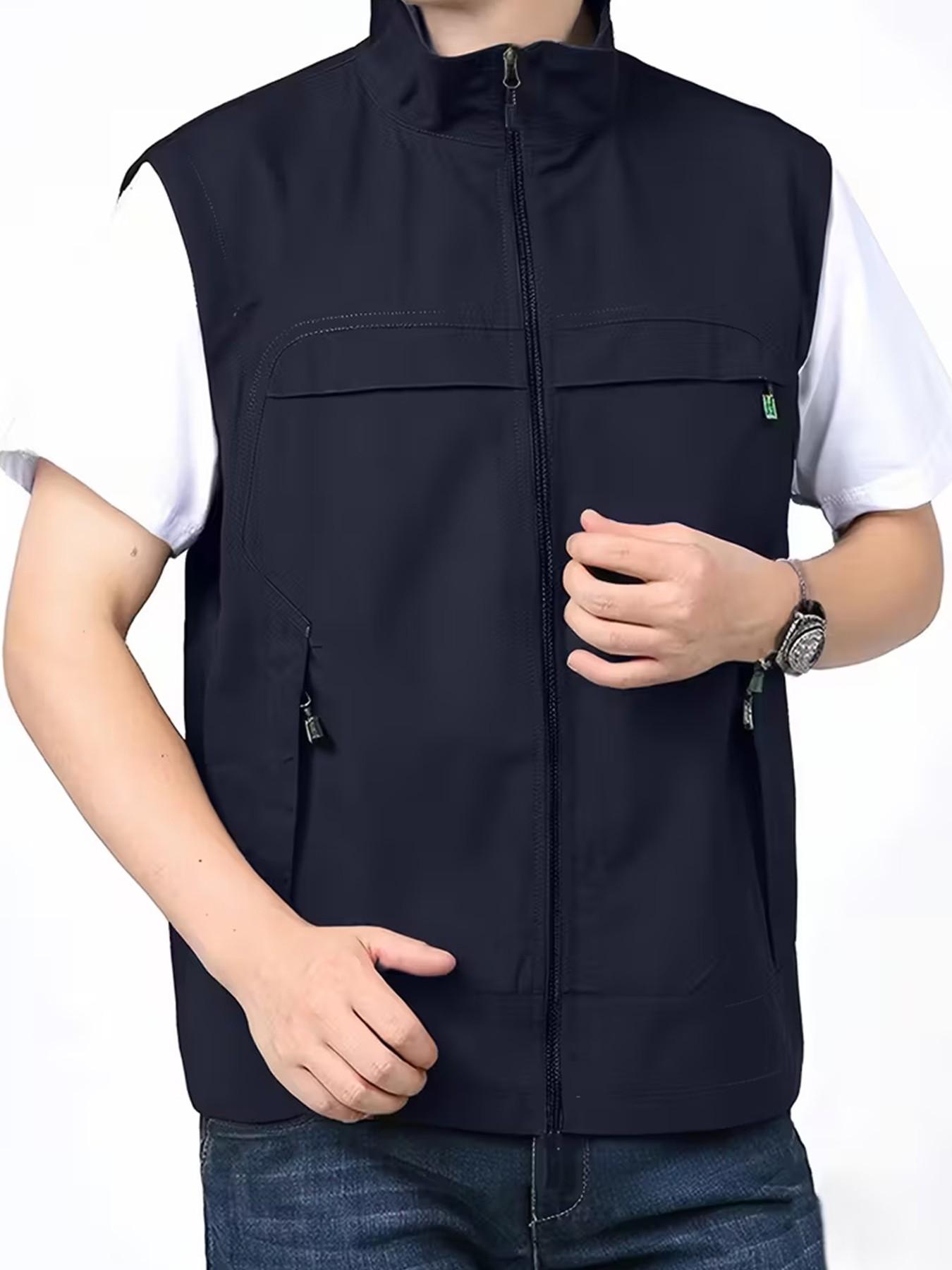 Men's Multi-Pocket Vest, Summer Lightweight Outdoor Fishing Vest, Sleeveless Casual Crop Top, Travel Workwear, Comfortable & Stylish