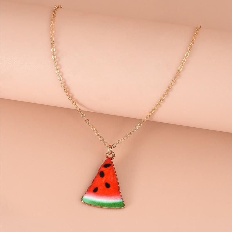 Summer Style Watermelon Pendant Necklace - Fashionably Simple, Versatile and Cute Necklace