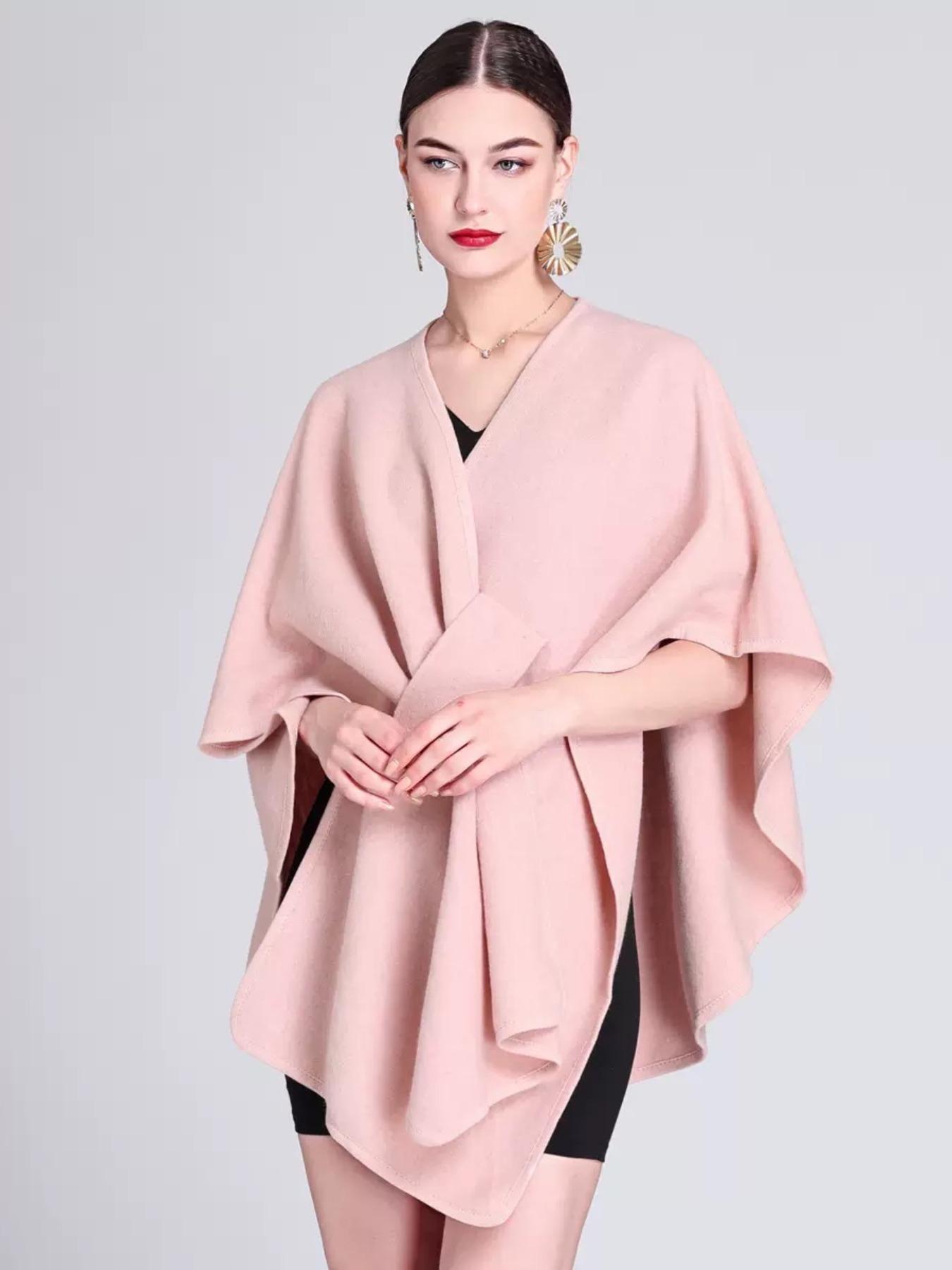 Women's Keyhole Detail Cape Shawl, Casual Elegant Wrap Shawl for Daily Wear, Fashion Accessories for Women & Girls, Trendy Solid Shawl