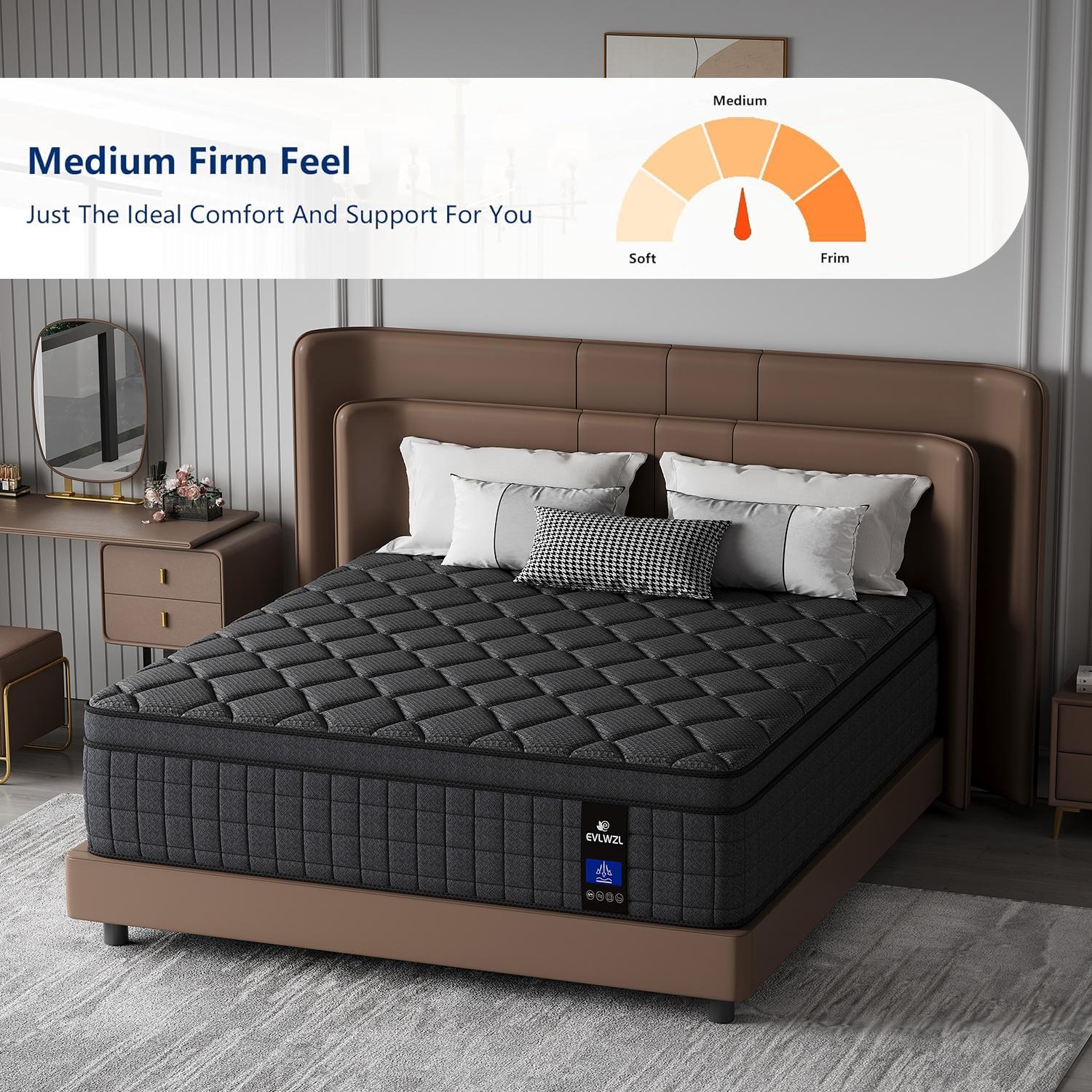 【EVLWZL】8/10/12/14 Inch Twin, Full, Queen, King Mattress Memory Foam And Spring, Hybrid MattressMedium Firmness, Lumbar Support, For Home Rooms Hotels, Boxed Halloween ChristmasGift Furniture queen size mattress