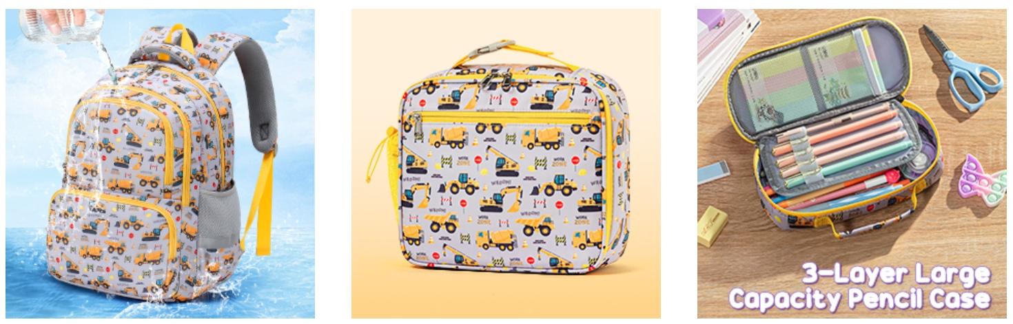 Fimibuke Backpack for School, 3PCS Waterproof School Bag Cute Bookbag Set with Lunch Box Pencil Case for School TikTokShopBacktoSchool