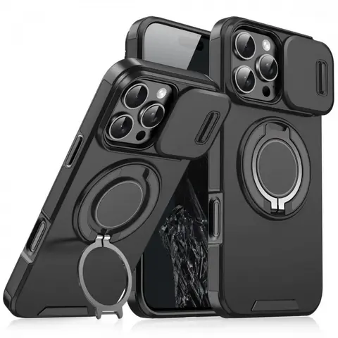 Military Grade Shockproof Durable Smartphone Case with Protection - Screen Protector, Camera Guard, 360° Rotating Ring Kickstand for iPhone 18 Pro Max/18/17 Pro Max/17/17E/16/16E/15/14/13/12/11/Plus Devices | Mobile Phone Accessory