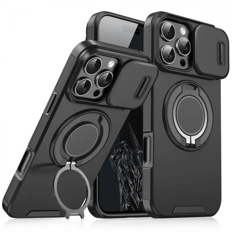 Military Grade Shockproof Durable Smartphone Case with Protection - Screen Protector, Camera Guard, 360° Rotating Ring Kickstand for iPhone 18 Pro Max/18/17 Pro Max/17/17E/16/16E/15/14/13/12/11/Plus Devices | Mobile Phone Accessory