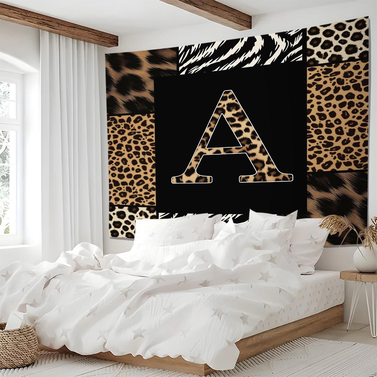 Animal Print Monogram Wall Tapestry, Leopard Zebra Tiger Initial Wall Hanging for Bedroom Dorm, Home Decor Gift for Animal Lovers Animal Print Monogram Wall Tapestry, Leopard Zebra Tiger Initial Wall Hanging for Bedroom Dorm, Home Decor Gift for Anim
