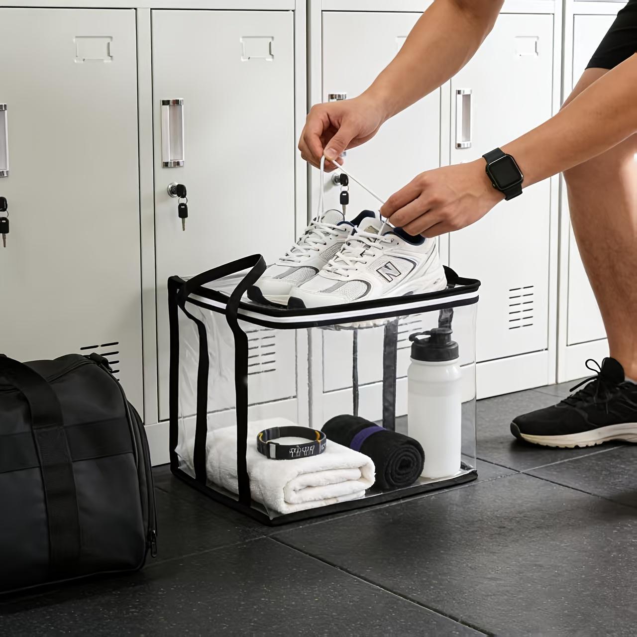 Transparent PVC Storage Bag – Large Capacity Handbag Organizer, Suitable for Clothes, Books, Dormitory Storage, Toys, Etc – Durable Black Decorative Multi-Functional Organizer with Handle