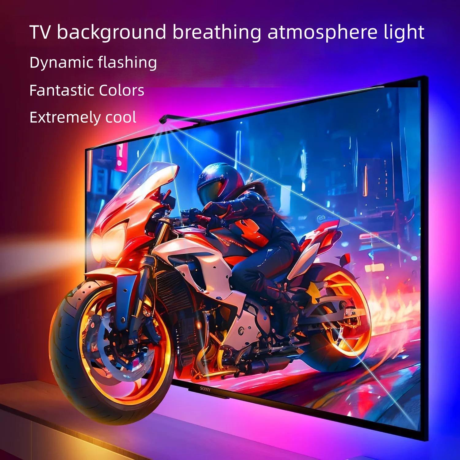 Smart TV Backlight LED Sync Lights for 55-65 Inch TVs, USB Powered Music Sync with Multiple Scene Modes, Ideal for Gaming and Display