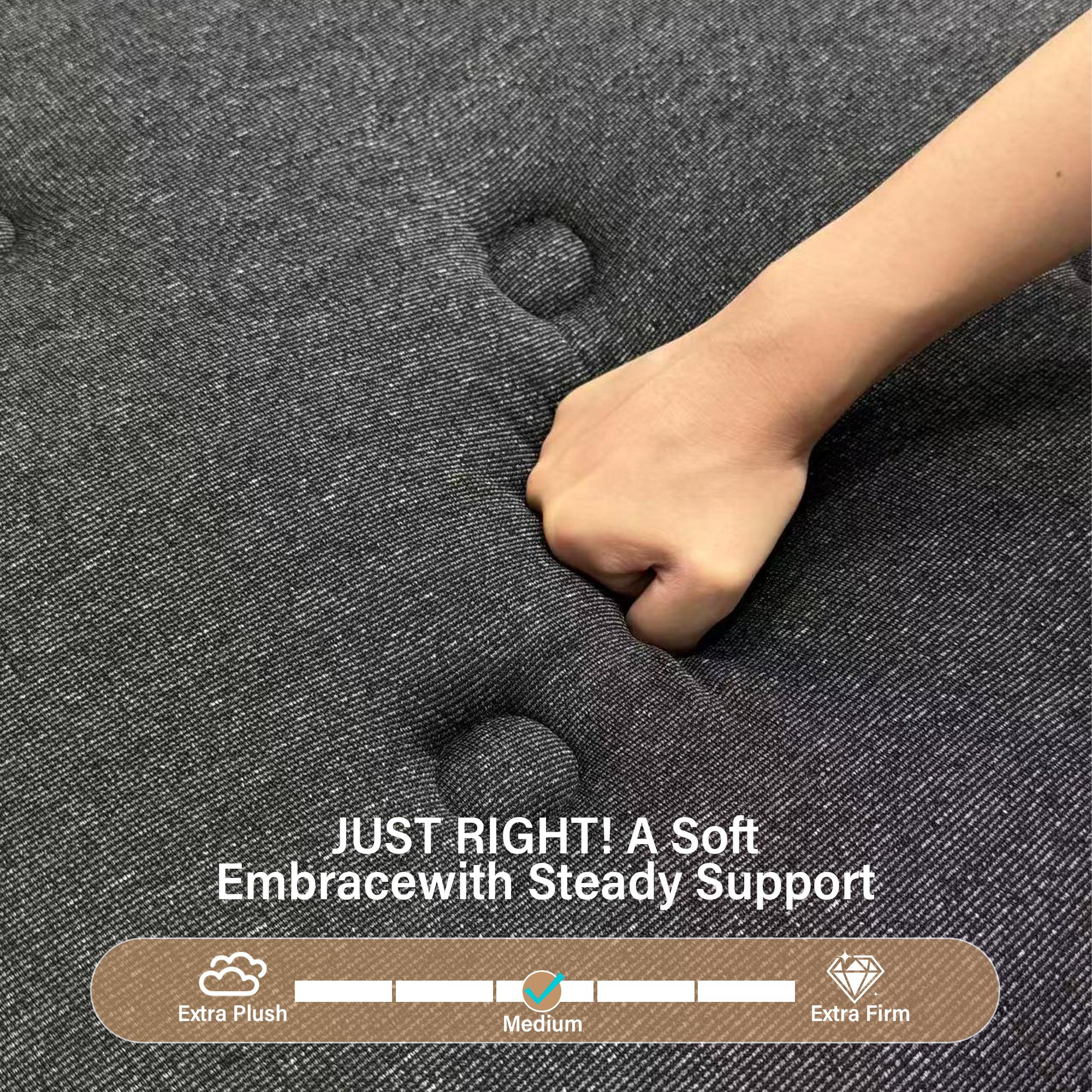 BOMASS 12" 14" Twin Full Queen King Size Mattress Gel Memory Foam Individual Pocket Spring Hybrid  Black Mattresses Medium Firm Pressure Relief Bed In box