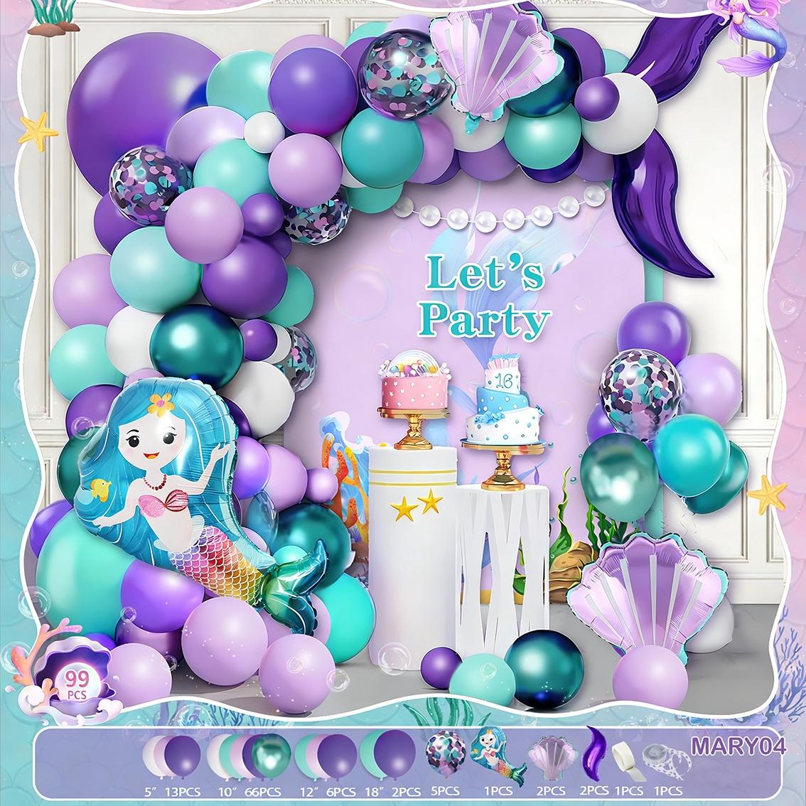 Mermaid Theme Balloon Set, Mermaid Tail Latex Balloons, Birthday Party Decorations, Ocean Style Party Props, Fun and Colorful Design