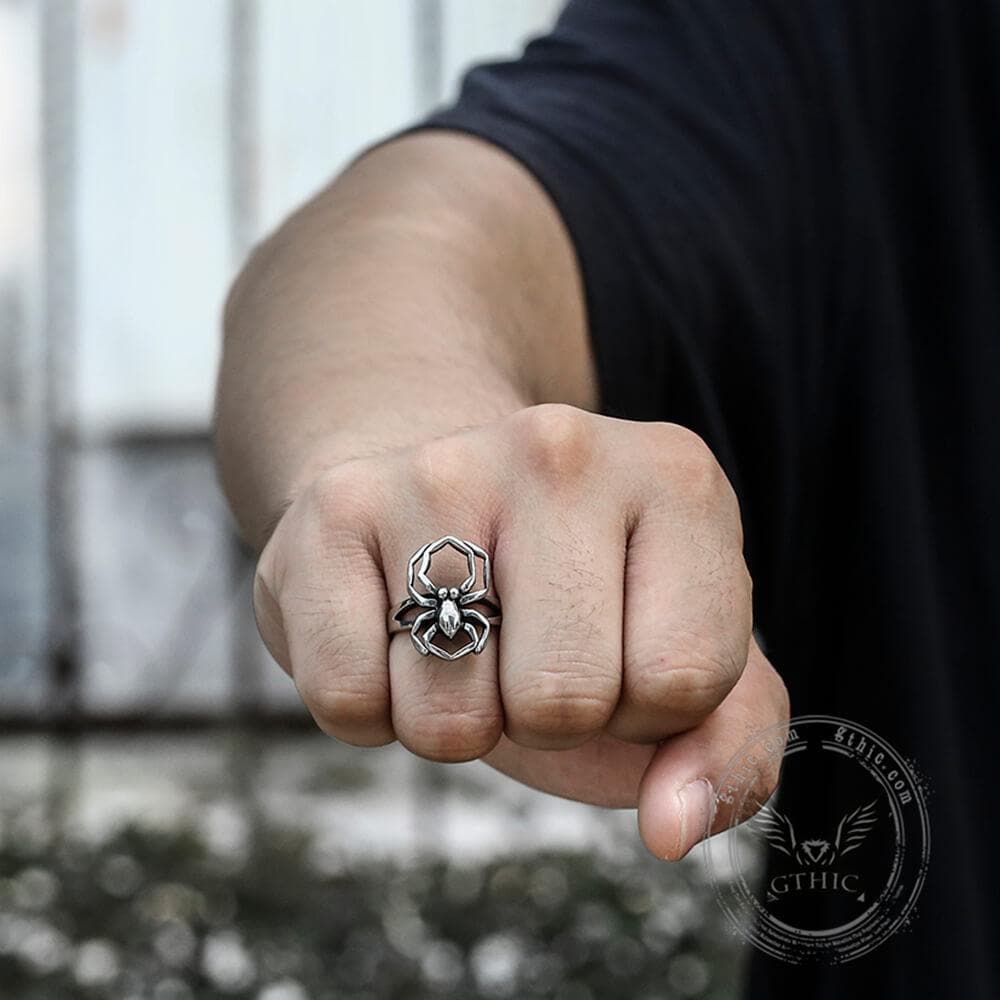 GTHIC Spider Stainless Steel Biker Ring Gothic Accessories for Daily Wear GTHIC Spider Stainless Steel Biker Ring Gothic Accessories for Daily Wear