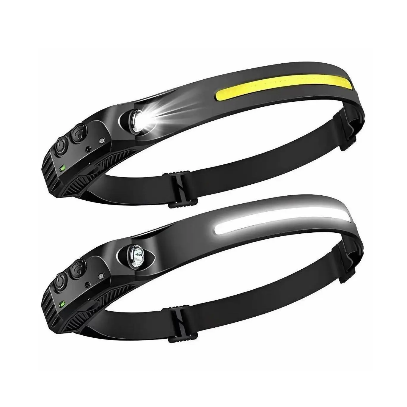 2 Pack USB Rechargeable Headlamps for Adults - Silicone Wide Beam, Motion Sensor, IPX4 Waterproof, 6-Mode, Adjustable Strap, Silicone Band, Compact Fold, 2.47Oz, for Hiking/Cycling, Repairing
