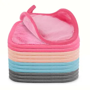 4 Pack Reusable Microfiber Makeup Remover Cloths, Ultra Soft Facial Towels for All Skin Types, 6 x 6 Inch Multicolor Face Cleaning Cloths for Daily Use, Green, Black, Pink & Red, One of Each