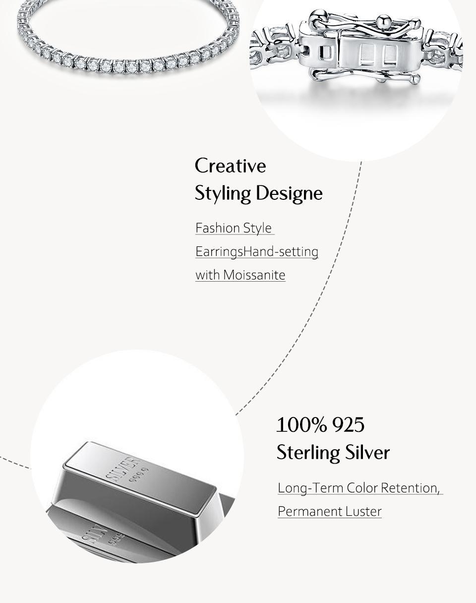 High Quality D Color VVS1 Synthetic Moissanite Tennis Chain Bracelet with Unique Bracelet Design, Exquisite Trendy Women's Jewelry for Birthday Party Gift B001, Premium Artificial Gemstone Accessory, Exquisite Trendy Bracelet summerwins tiktokshopbacktosc