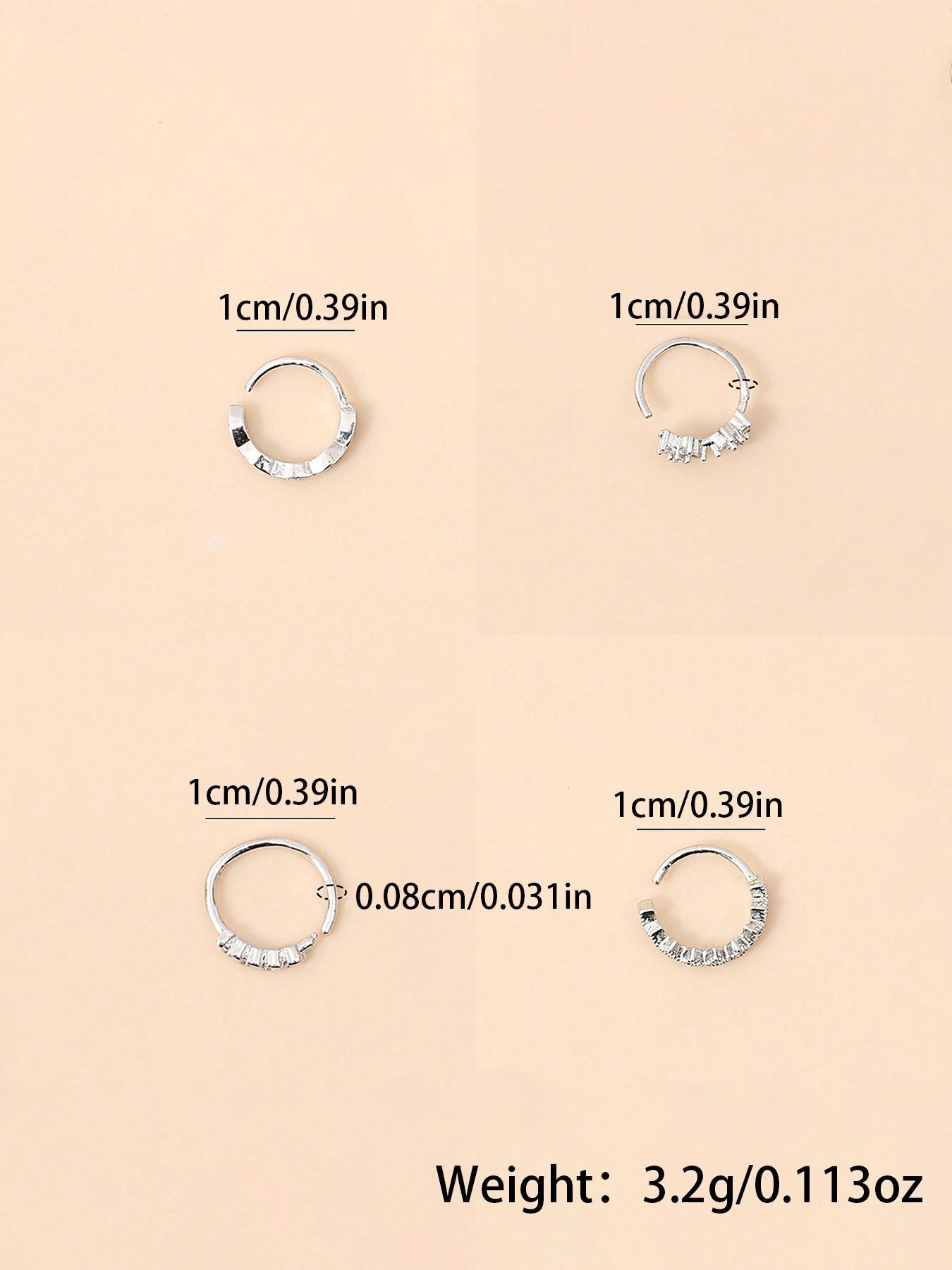 4pcs Minimalist Fashion Nose Rings & Studs for Women, Copper Alloy Plum Blossom Design, Casual Style, All Seasons, Party Gift