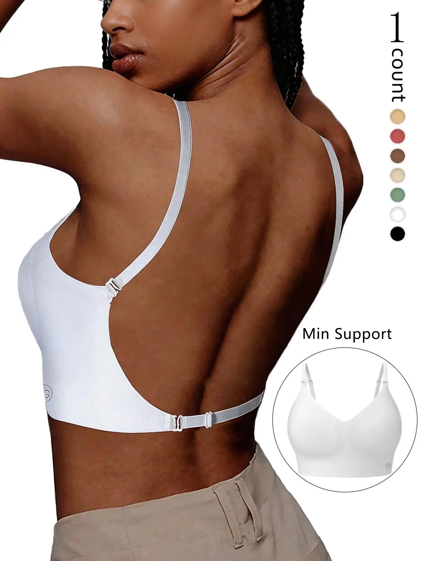 Women's Seamless Backless Bra, Multiway Bra, Multi-Strap Convertible Strap Wireless Push-Up Bra, Elegant, Chic, Minimalist, Adjustable Bras, Suitable for Wedding Dresses and Party Gowns, Underwear