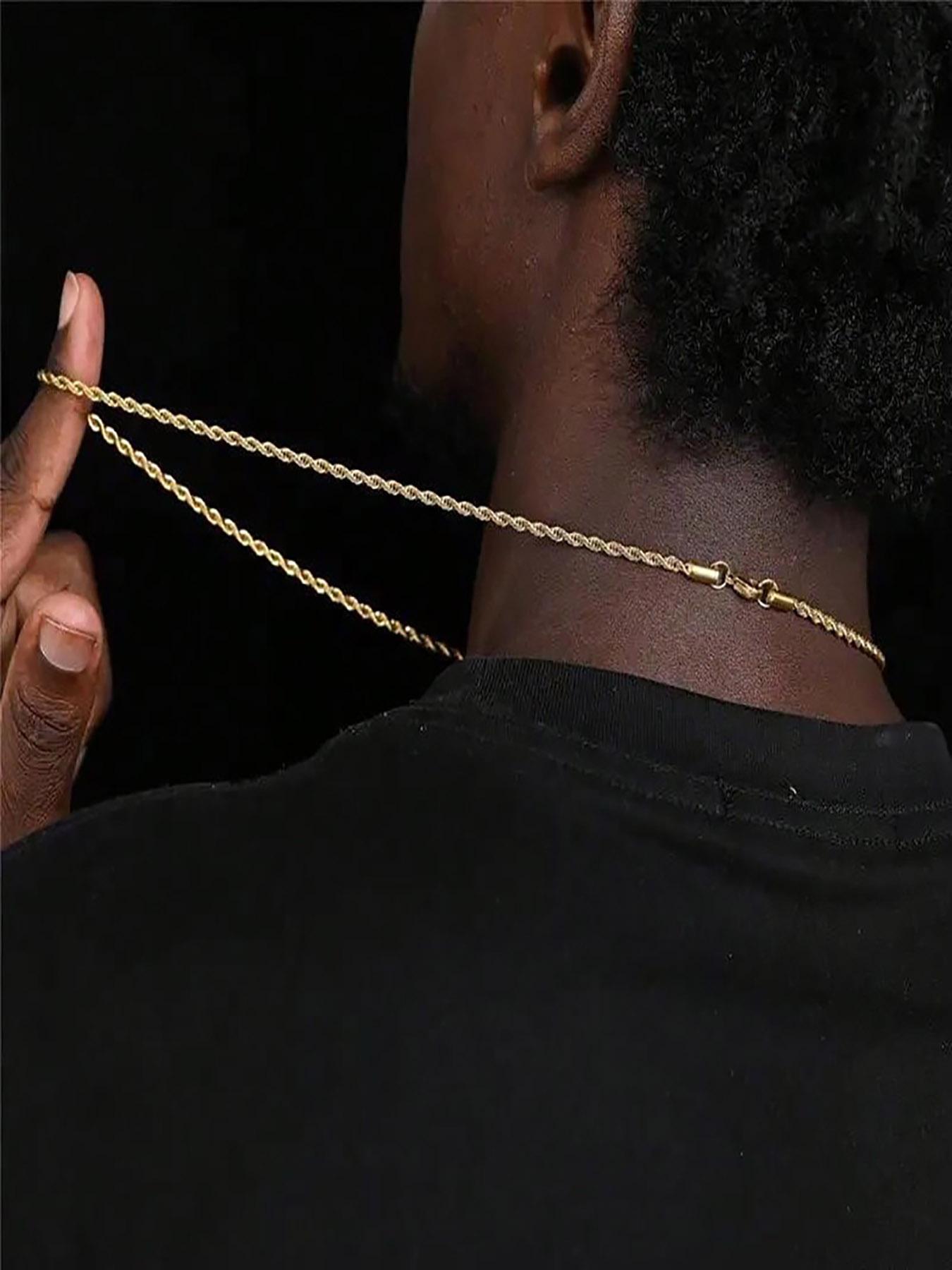 Unisex Stainless Steel Twisted Chain Necklace, Party & Daily Wear Jewelry, Durable Metal Accessory for Men Women