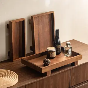 Rustic Handmade Wooden Bathroom Vanity Tray - Non-Deformable Organizer with Natural Wood Grain for Storing Shampoo, Cosmetics, Travel Toiletries on Home Bath, Hotel Countertops Summerwins