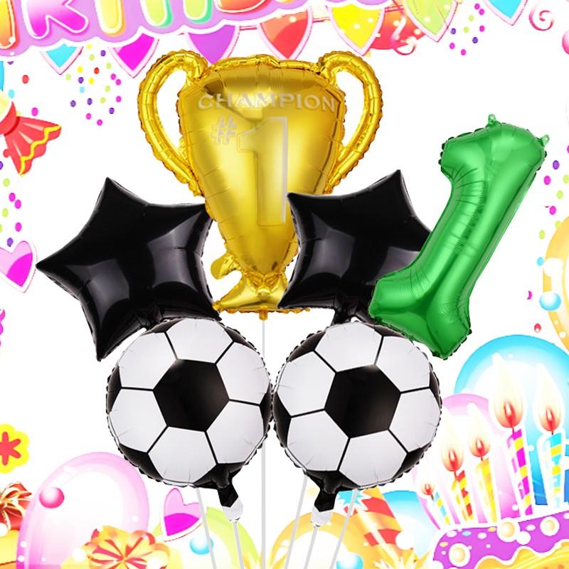 Soccer Trophy Number Foil Balloons, Multi Shape Mixed Color Set, Sports Events, Championship Celebrations, Festival & Party Decor