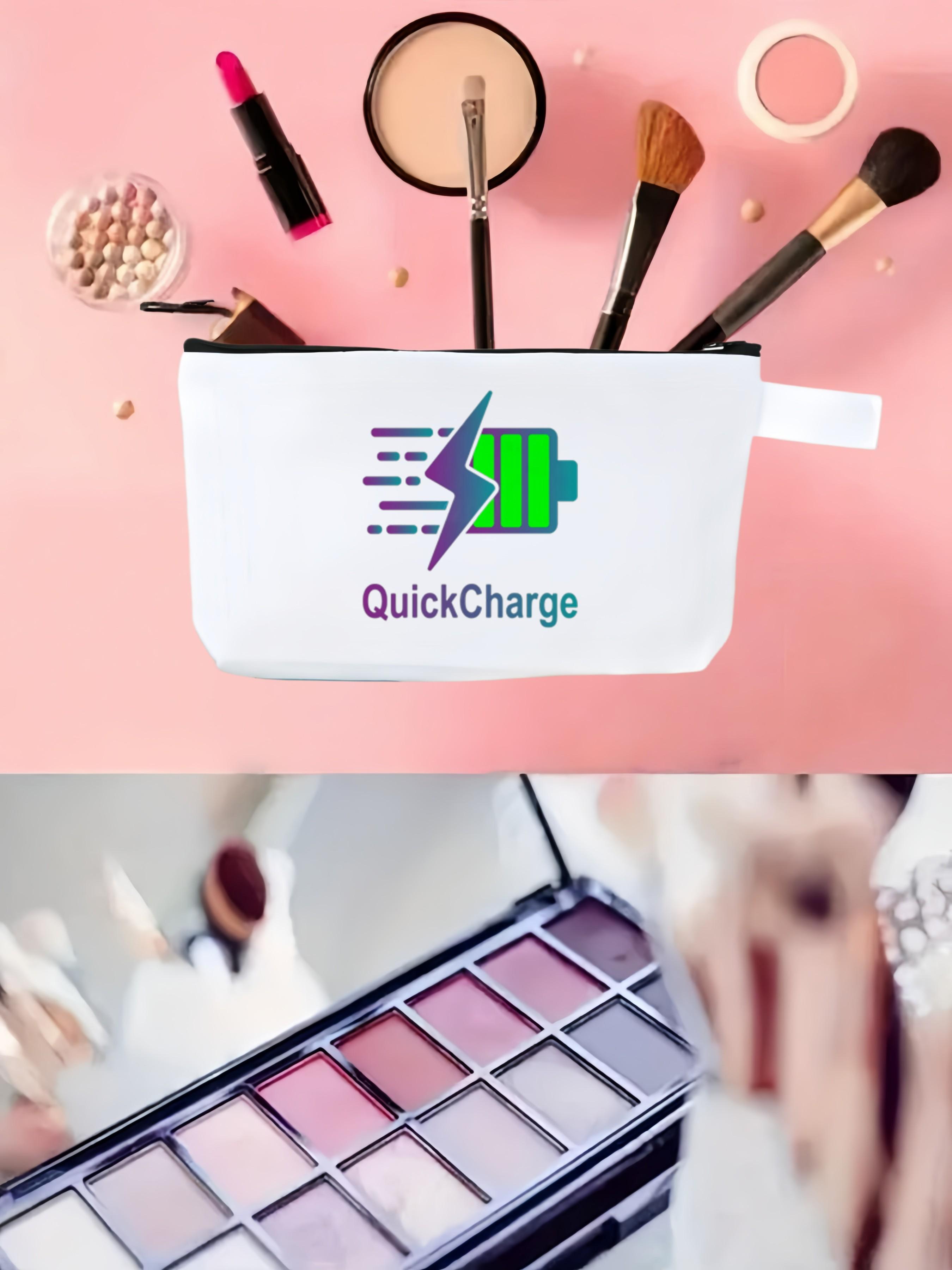 Quickcharge Makeup Organizer Bag, Trendy Fast Charge Design, Durable Canvas Material, Holds Cosmetics and Brushes, Stylish Storage Solution