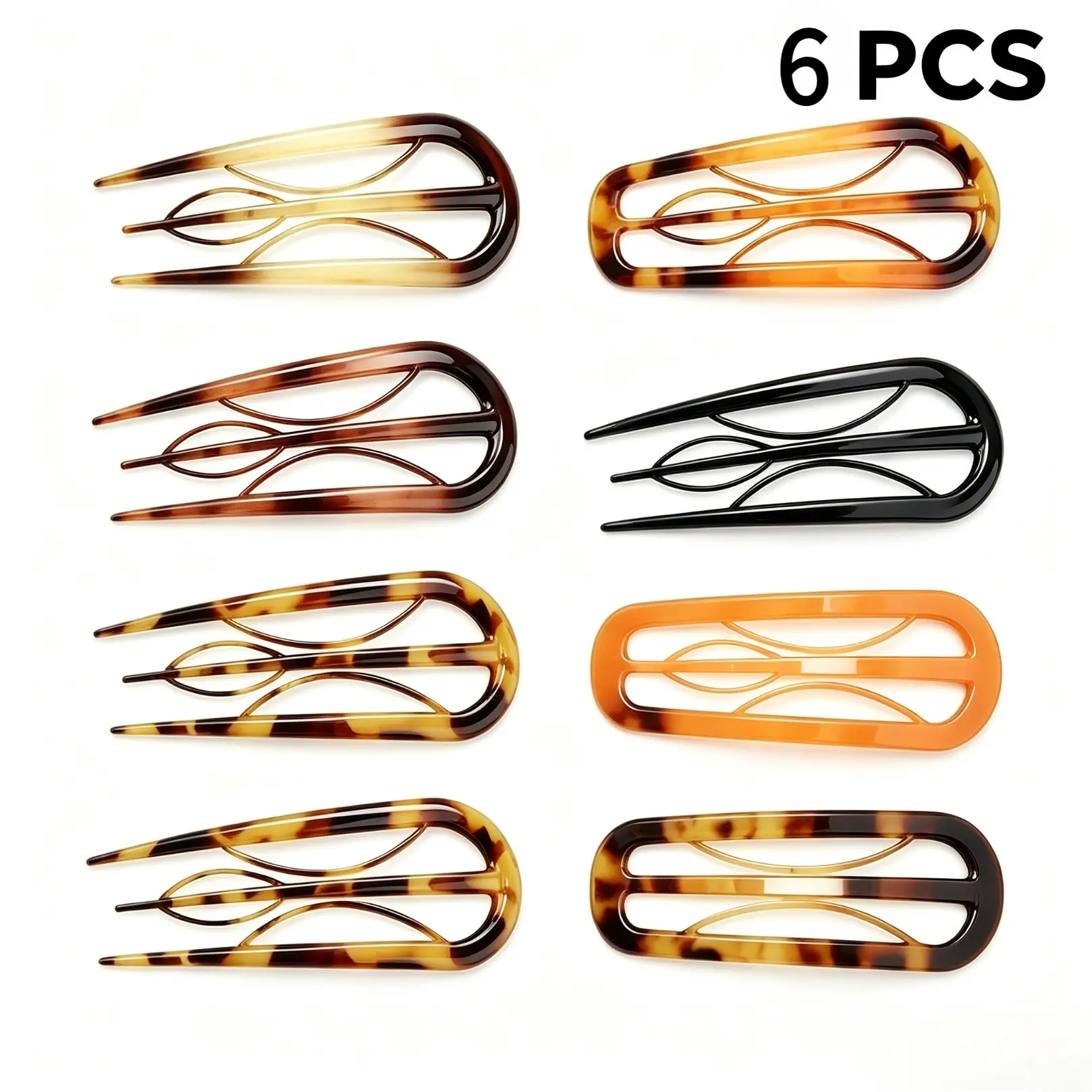6Pcs French Hair Pins for Women Elegant U-Shaped Hair Fork for Updos Chignons & French Twists Durable Acrylic Hair Pins Secure Styling for All Hair Types