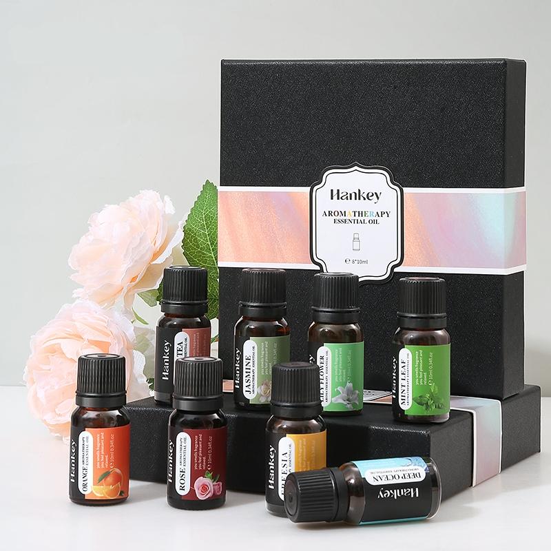 8pcs 10ML Aromatherapy Essential Oil Set, Yoga Oil Plant-Based, Suitable for Humidifiers Diffusers, Fruit Flower Scents, Jasmine Lavender Rose