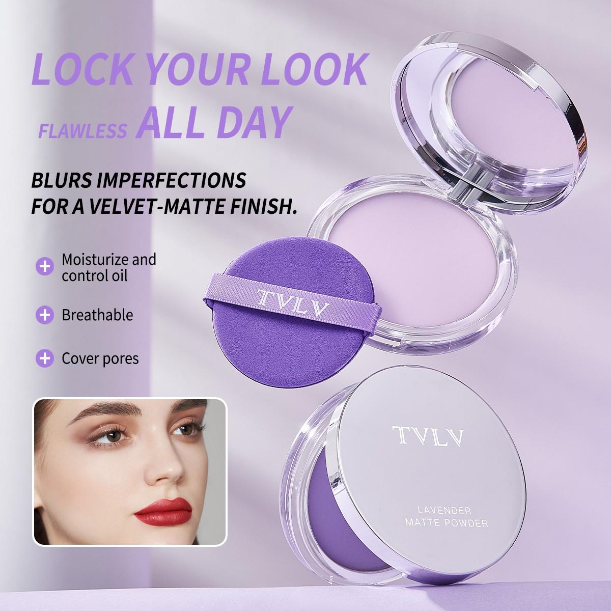 Lavender set makeup powder, light mist, invisible pores, oil control, non sticking powder, waterproof, durable concealer, set makeup powder, suitable for daily use, party use