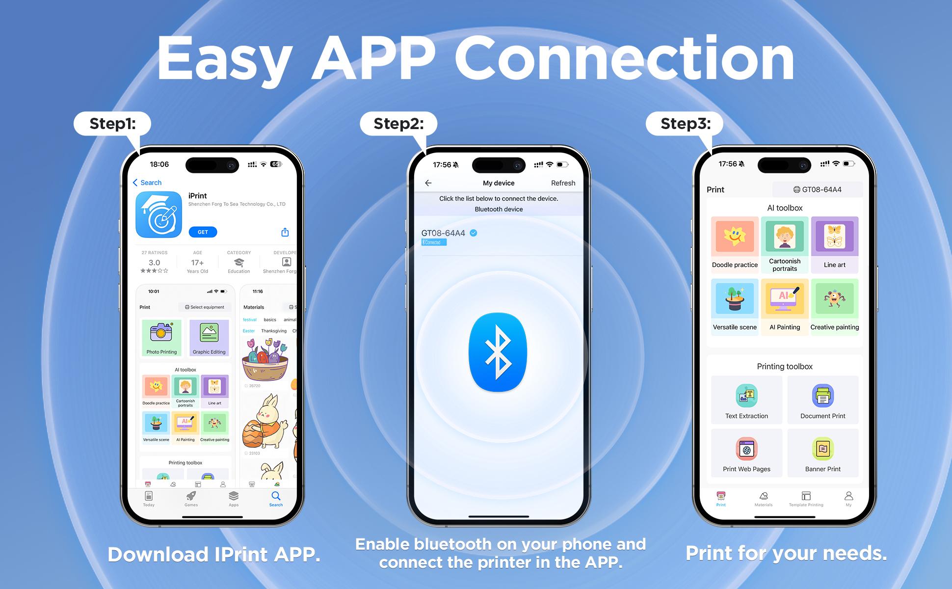 A4 Thermal Printer Bluetooth Compatible with IOS Android-Support 8.5X11 US Letter A4 Paper 2"3"4“-Inkless Printers for Home Use Office Car