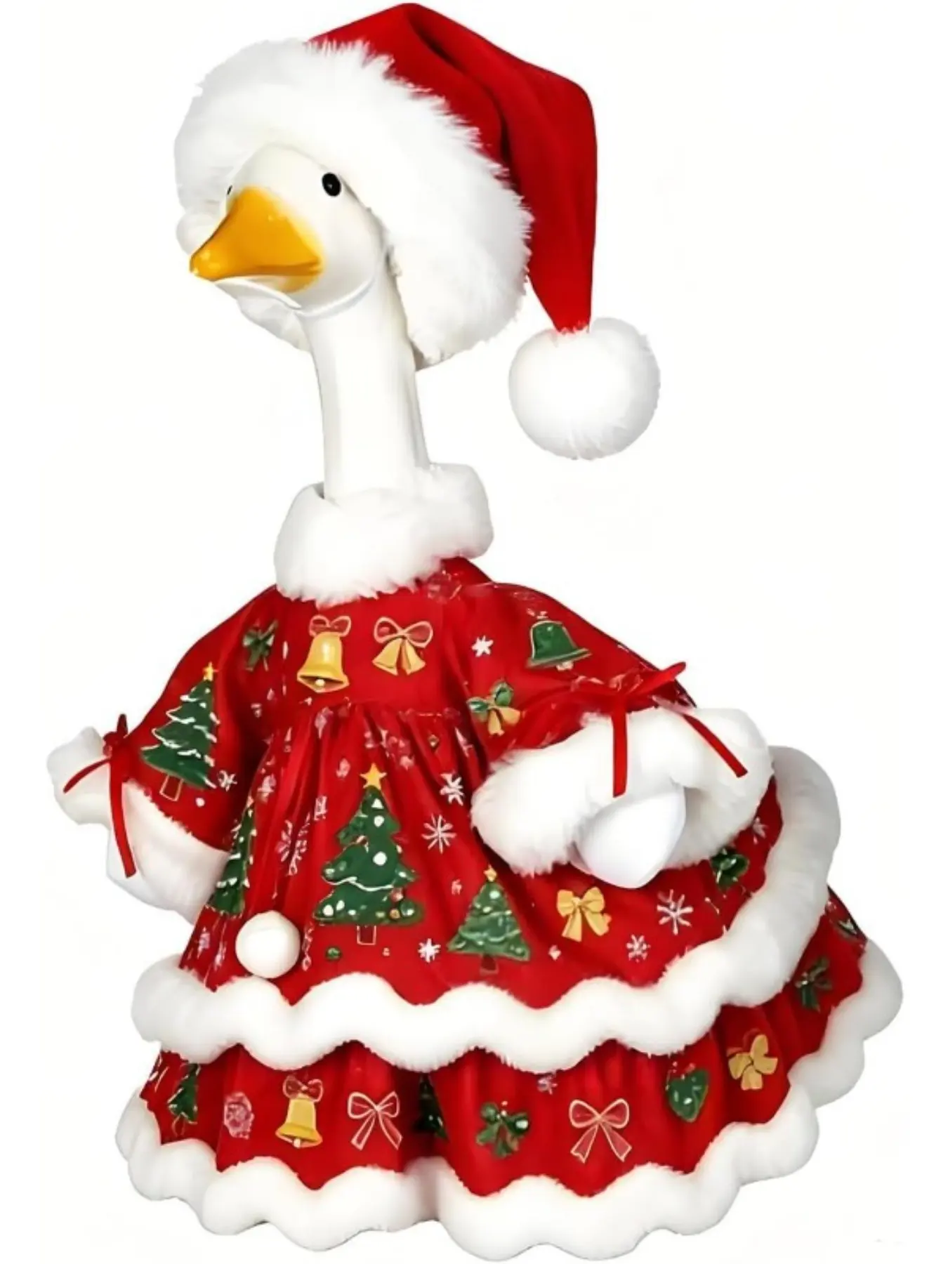 23 Inch Christmas Porch Goose Costume Green Monster Outfit | Fuzzy Jumpsuit,Shawl, Bow Headband, Geese Holiday Clothes Set, Lawn Outdoor Decro