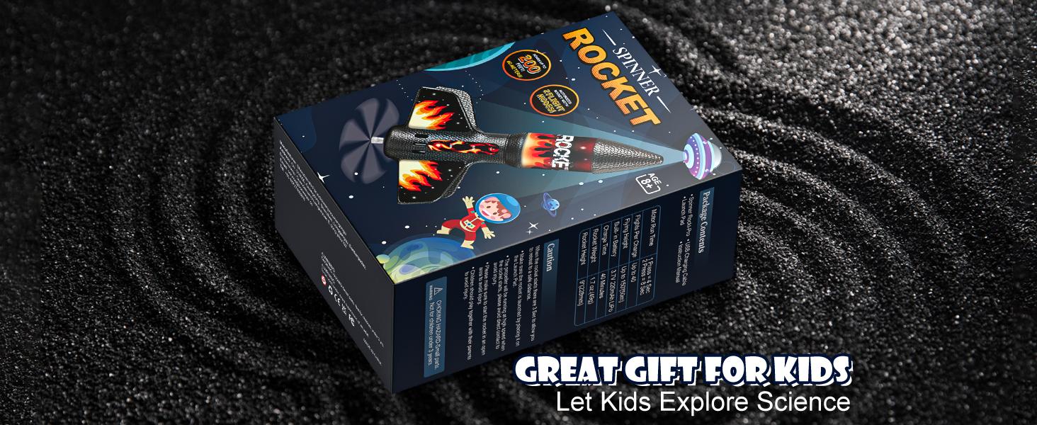 Rocket Launcher for Kids, Self Launching Motorized Air Rocket Toy, Outdoor Toys for Ages 8-12, Model Rockets with Parachute Safely Land, Launch up to 200 ft Birthday Gifts for Boys (Orange)  Aircraft