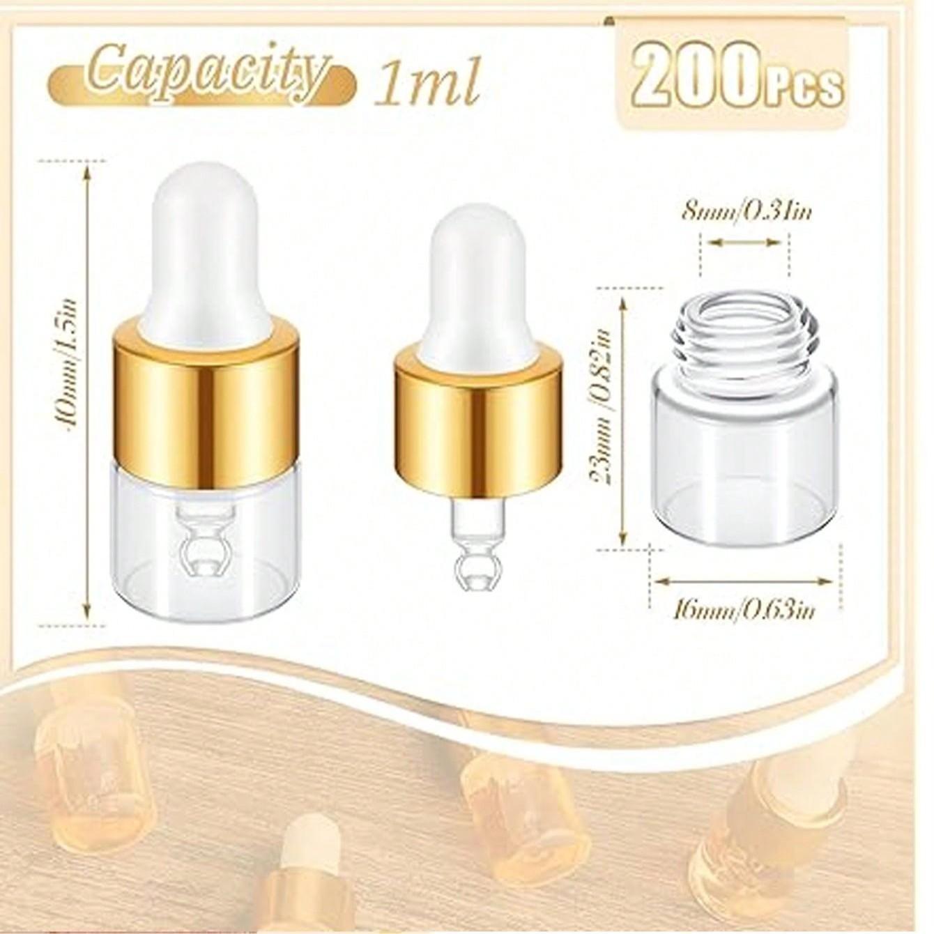 Mini Transparent Glass Dropper Bottle, Travel Size Sample Bottle, Ideal for Essential Oils, Cosmetics, Liquids, Perfume, Etc
