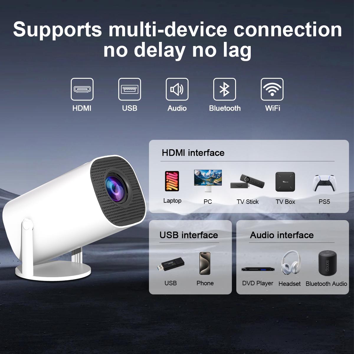 Portable Smart Projector with Adjustable Stand, HD Video Playback, Keystone Correction Support, and Wireless Screen Mirroring for iOS & Android Portable Smart Projector with Adjustable Stand, HD Video Playback, Keystone Correction Support, and Wireless Screen Mirroring for iOS & Android