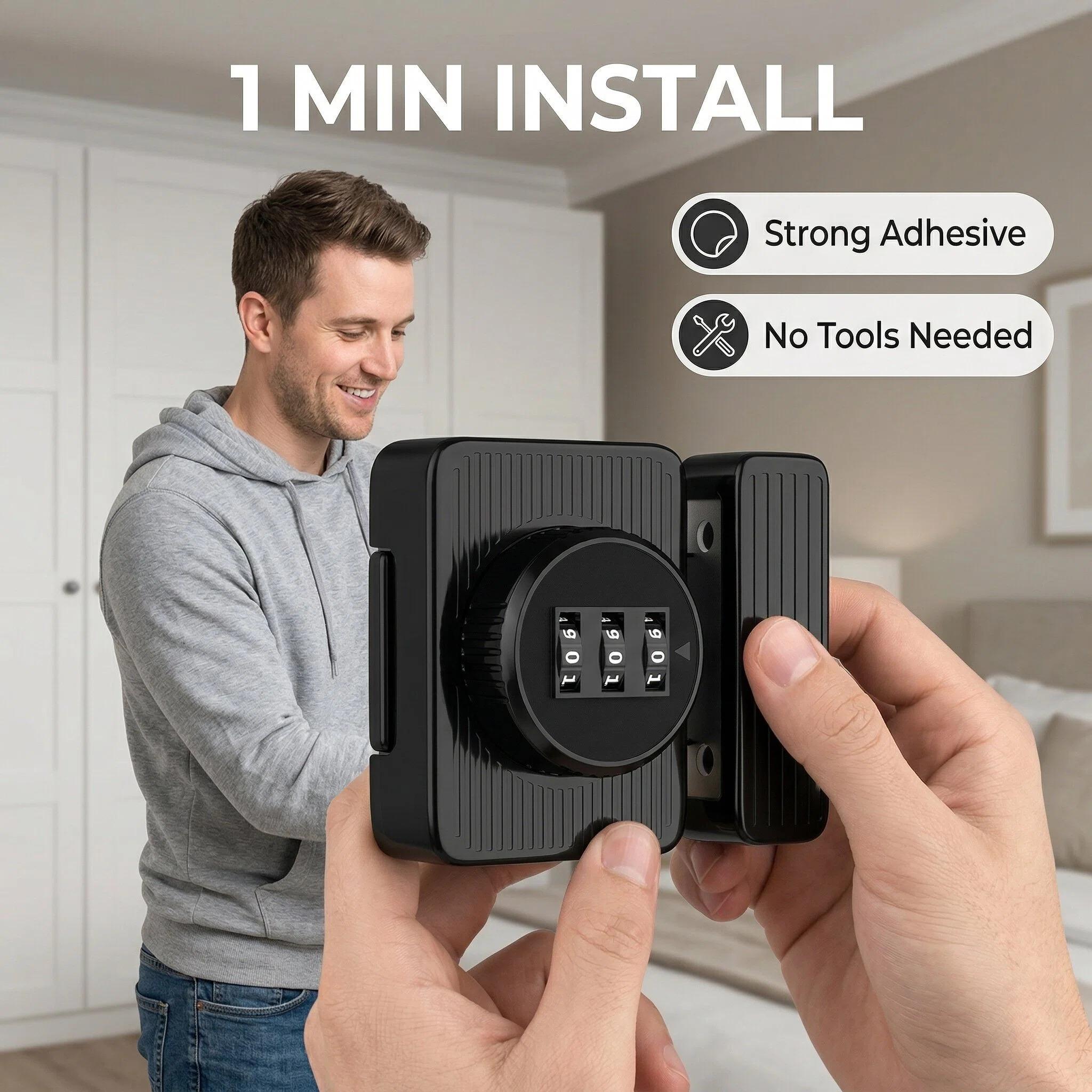 No-Drill Code Lock Bolt Latch Reversible Cabinet Drawer Storage Door Security Lock for Bedroom