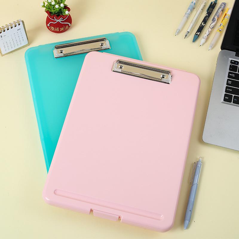 Multi-functional A4 Clipboard Folder Vertical Test Paper Storage with Pen Slot for Primary School Students File Organizer Stationery Box