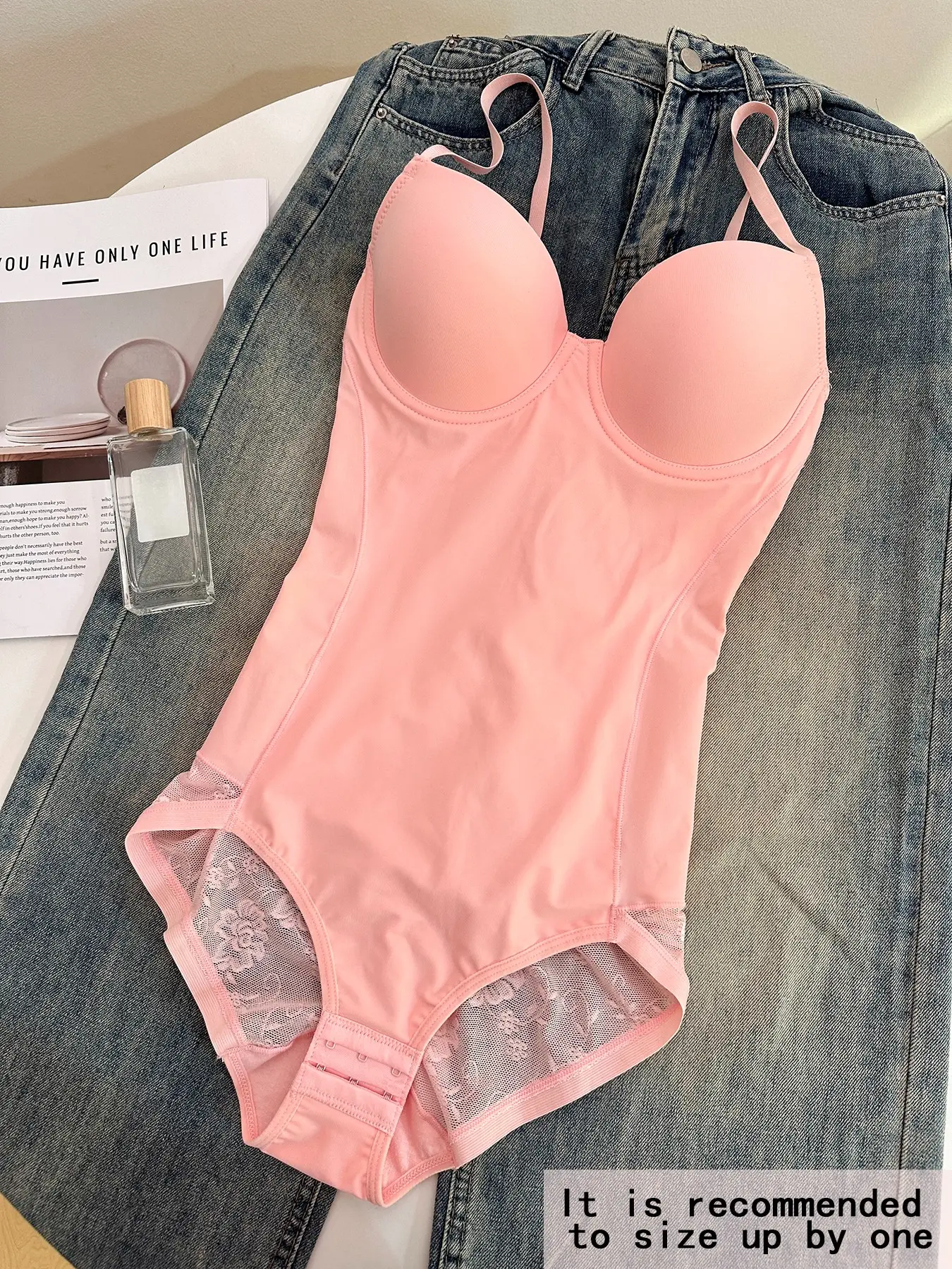Deep V Neck Faja Shapewear Bodysuit with Bra Support, Women's Shaping Yoga, Adjustable Spaghetti Strap Tight Fitting Innerwear Fajas Shapewear XS-Xxl