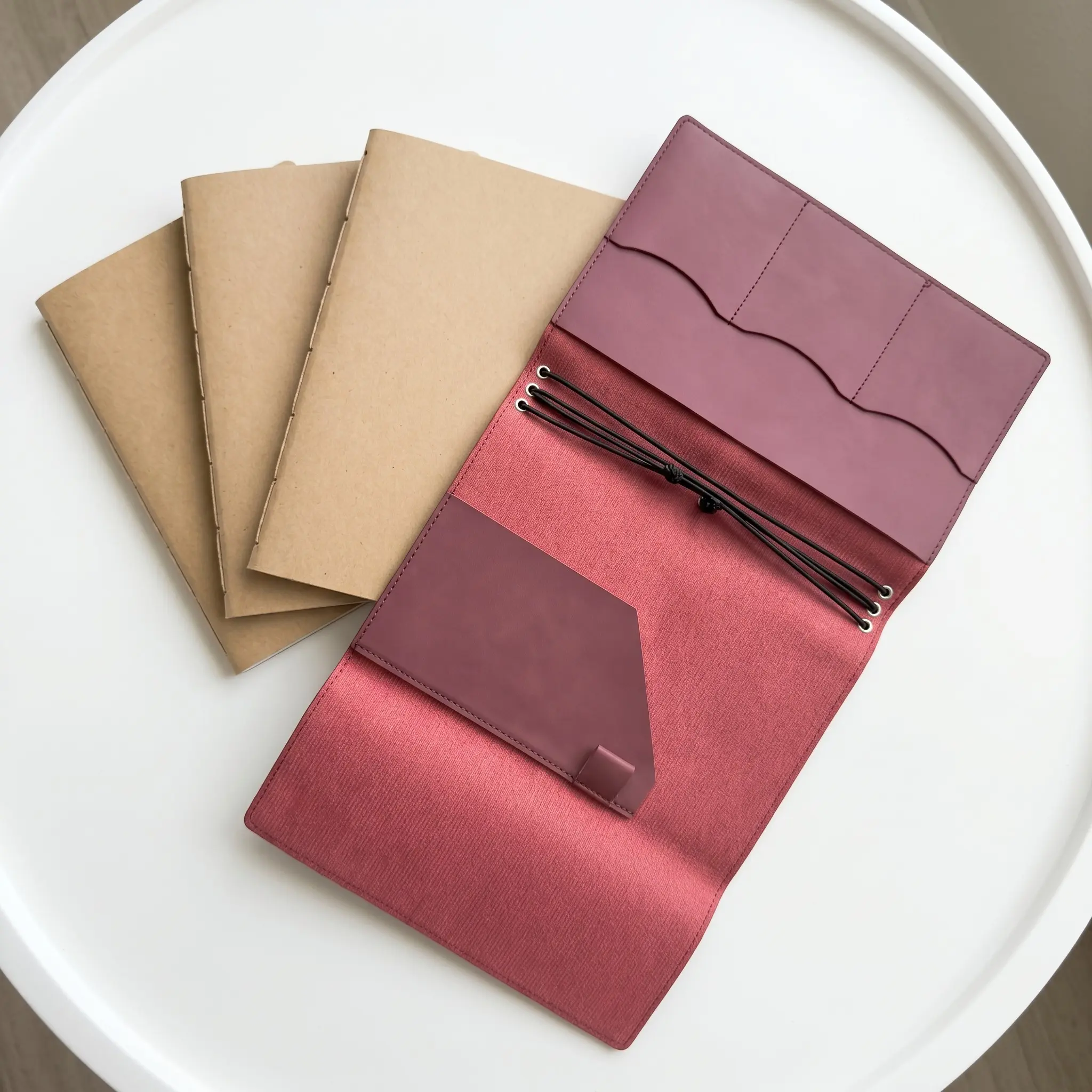 1pcs handmade crazy horse leather travel notebook cover, multi-pocket card holder replaceable notebook, retro imitation leather plan This cover has kraft paper inside pages, gifts for men and women, Card Organizer