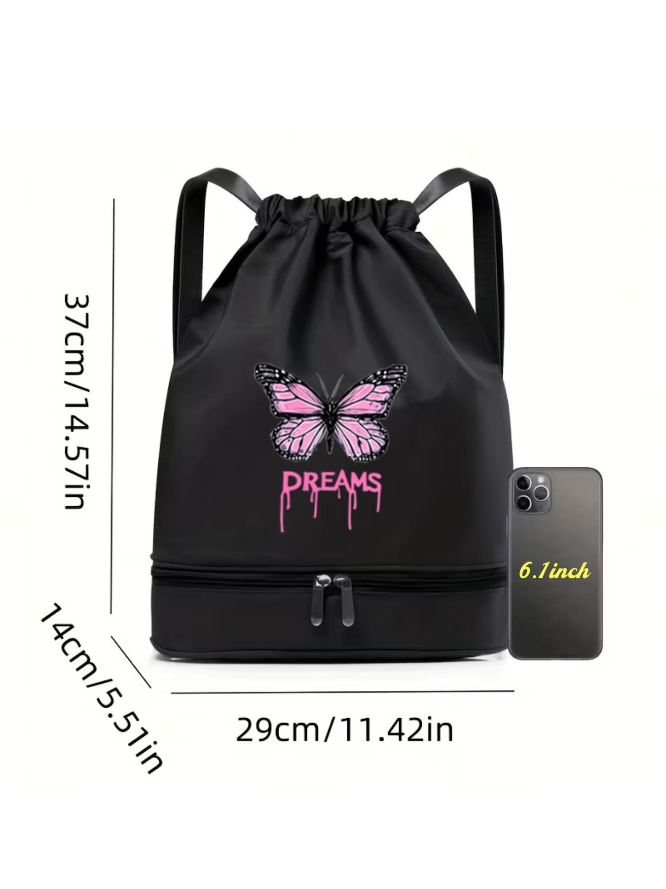 Women's Shoulder Handbag, Ink Drop Letter Butterfly Pattern, Lightweight Durable, Independent Storage Compartment, Multiple Colors Available