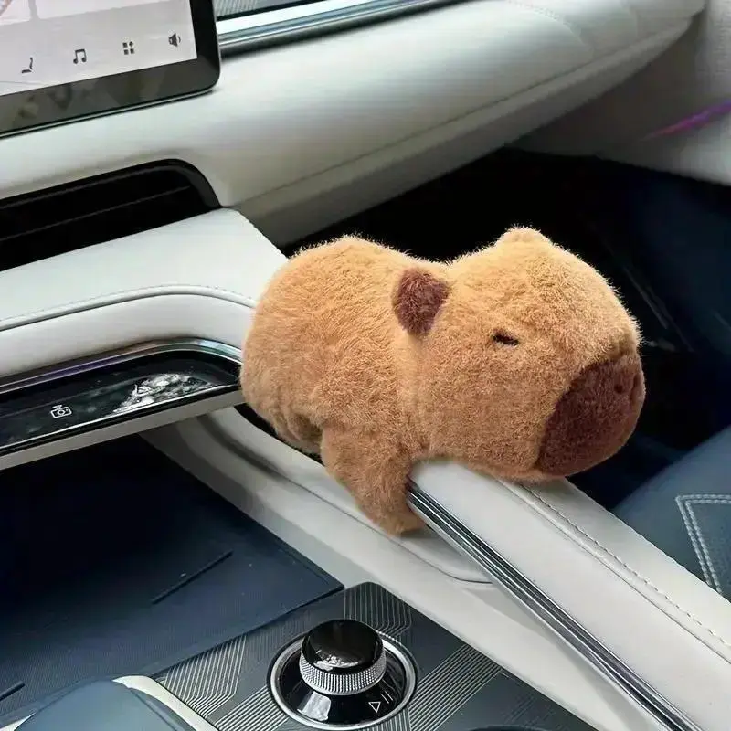 Playful Sleepy Capybara Car Charm with Turtle Backpack - 1 Count Plastic Bag Accessory, Soft SUV/Truck Interior Decor for Dashboard, Thoughtful Gift for Car Interior Mods