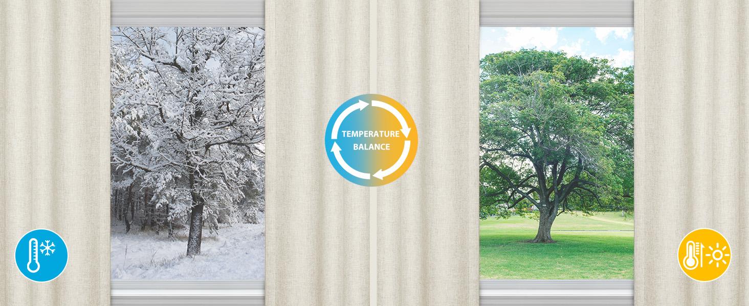 Inovaday 2pcs Blackout Curtains Linen Curtains For Living Room, Back Tab Thermal Insulated Black Out Curtains Farmhouse Style Heavy Duty Easy Maintenance Outdoorfun