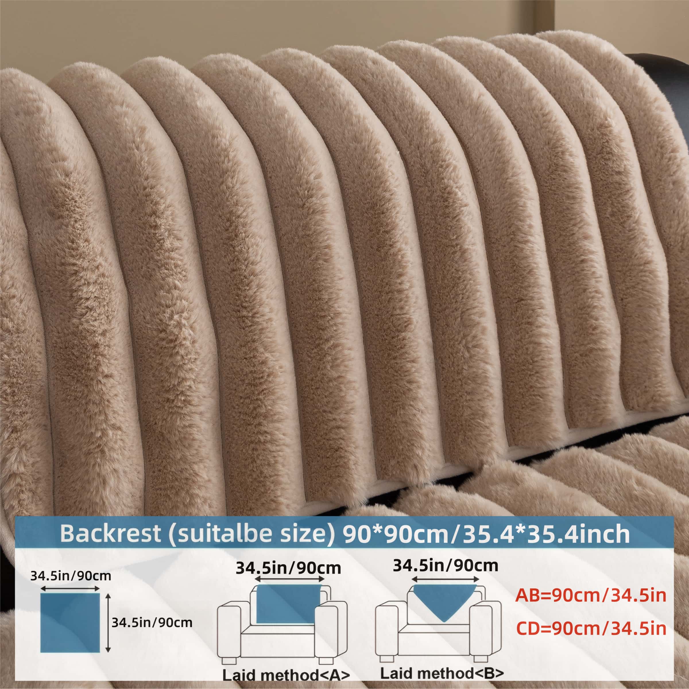 Solid Colour Plush Sofa Cover 1PC, Pet-Friendly Extra Thick Couch Protector, Soft Fluffy Faux Fur Sofa Pad, Non-Slip Machine Washable Anti-Scratch Furniture Throw for Living Room, Sectional, Loveseat & 3-Seater, Sofa Slipcover