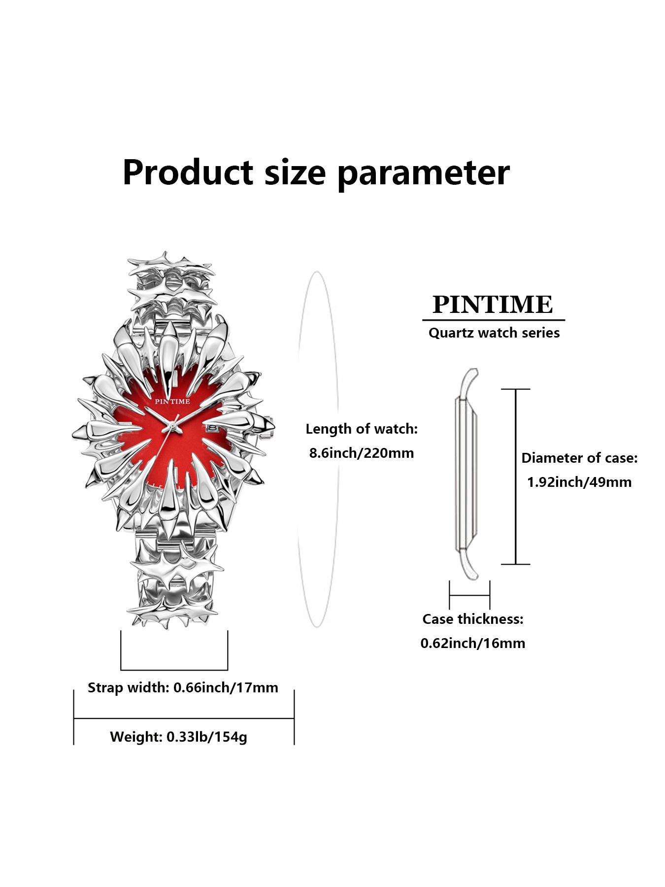 Handmade Quartz Analog Watch, Original European Style Vampire Dragon Scale Spike Design, Unisex Small Batch Wristwatch, Unique Jewelry Accessory