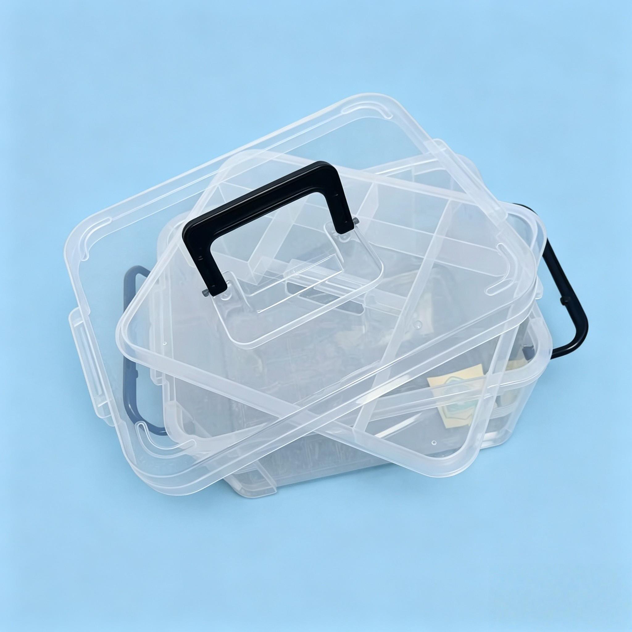 Durable Dual-Layer Medicine Storage Box with Handle, Transparent Waterproof Design, Multiple Compartments for Home & Travel Use