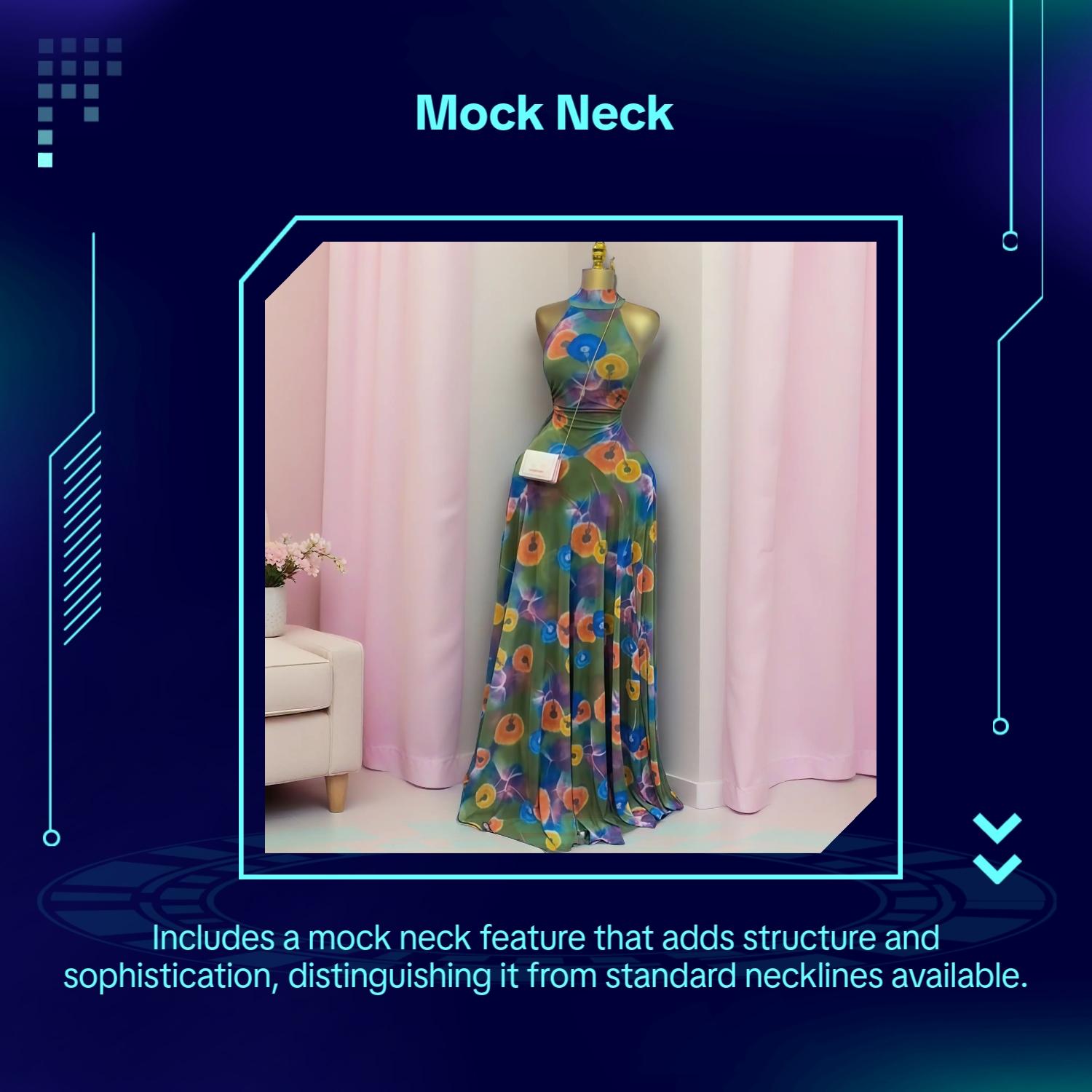 PULKRITU Women's O-Neck Sleeveless Stacked A-line Maxi Dress, Autumn Party Gown, Beach Sexy Evening Dress, Printed Long Dress for Birthdays, Jellyfish Camouflage Printed with Sashes Big Swing Mock Neck Floor Length Dresses, Education Holiday Long Dresses